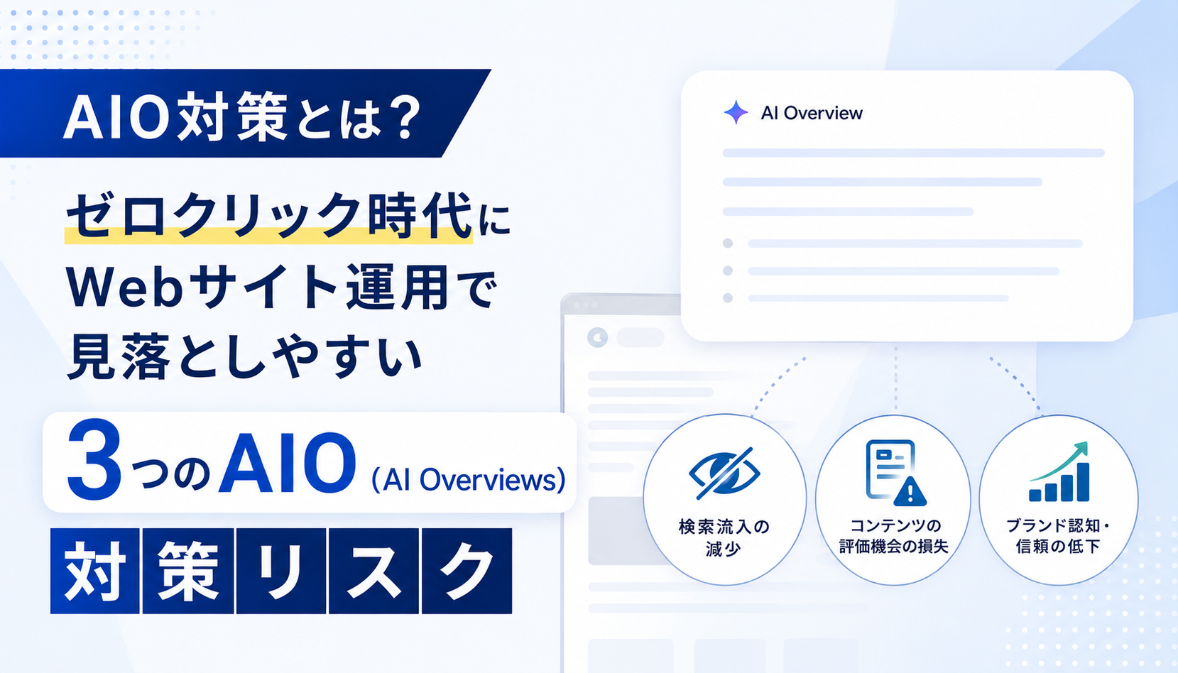AIO対策とは？ゼロクリック時代にWebサイト運用で見落としやすい3つのAIO（AI Overviews）対策リスク