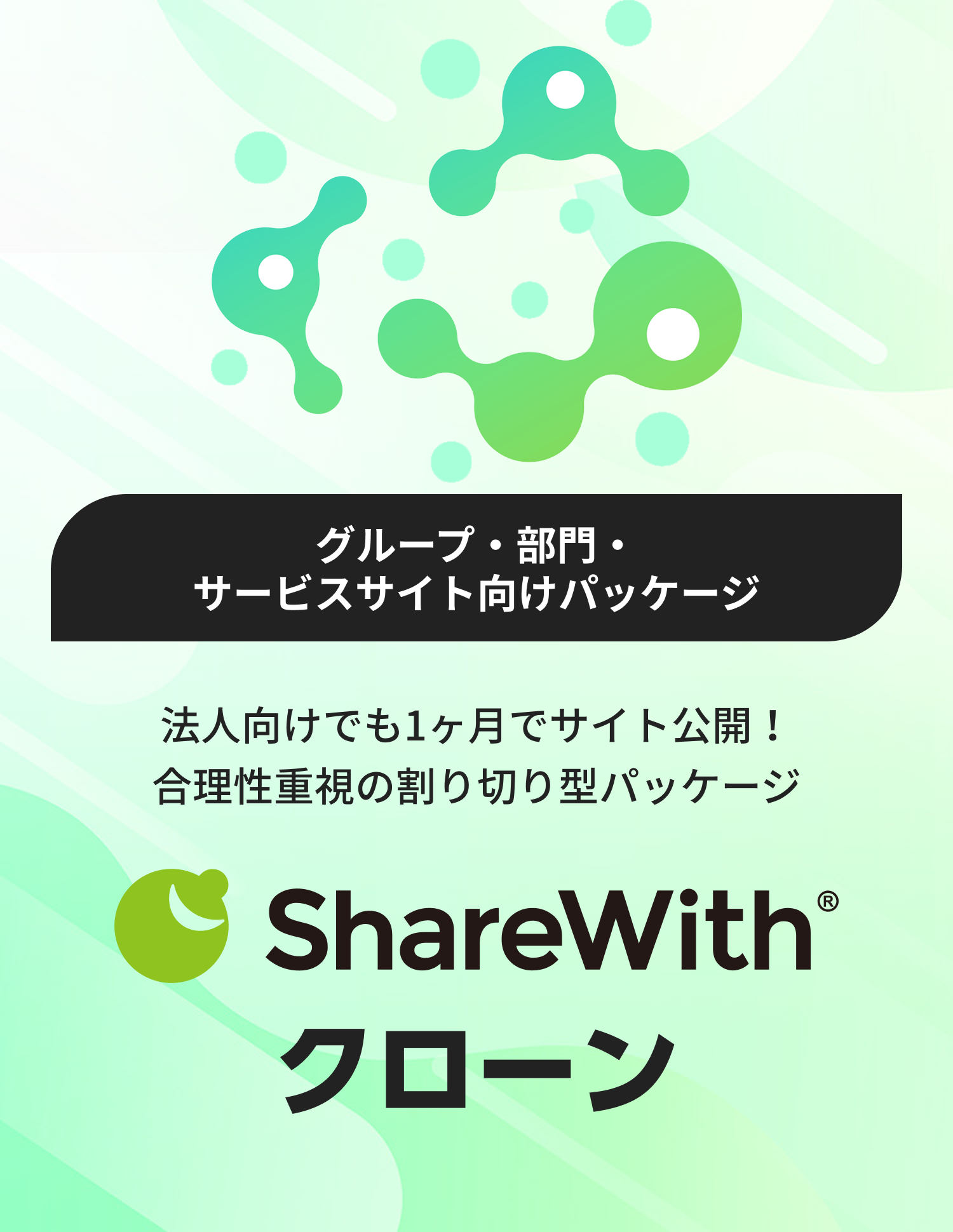 グループ・部門・サービスサイト向け
法人向けでも1ヶ月でサイト公開！合理性重視の割り切り型パッケージ